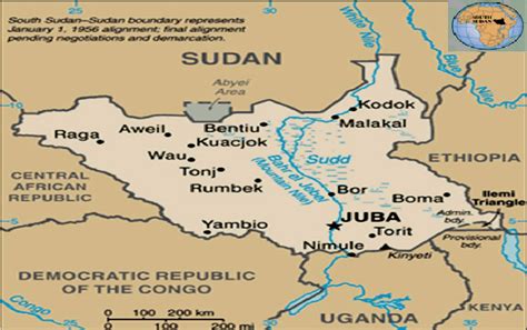 The map of South Sudan showing the location of Juba Sources: Adopted ...