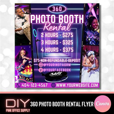 360 Photo Booth Rental Flyer DIY Event Photography Rental - Etsy