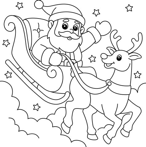 Santa Sleigh With Reindeer Coloring Pages Sleigh And Reindeer Coloring ...