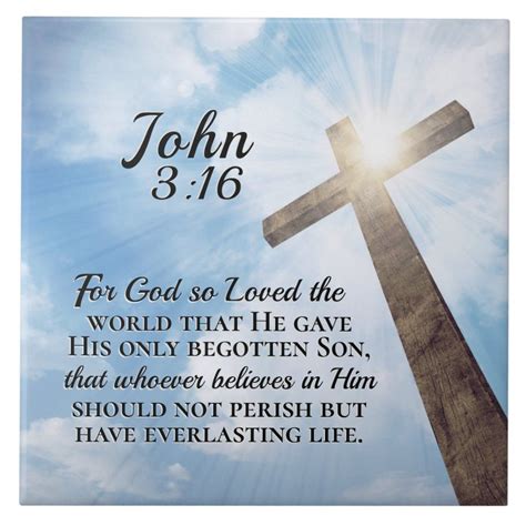 John 3:16 God so Loved the World Wooden Cross Ceramic Tile | Zazzle ...