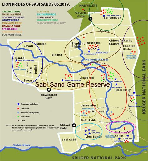 Maps of Sabi Sand Coalitions Males and Prides