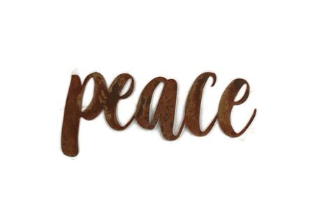 peace script, peace metal sign, metal word art, inspirational sign ...