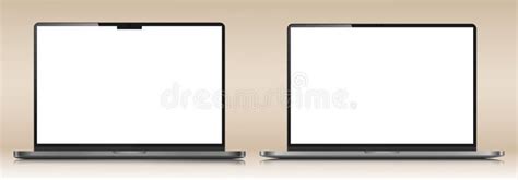 Two Laptops with White Screens on a Beige Gradient Background. Stock ...