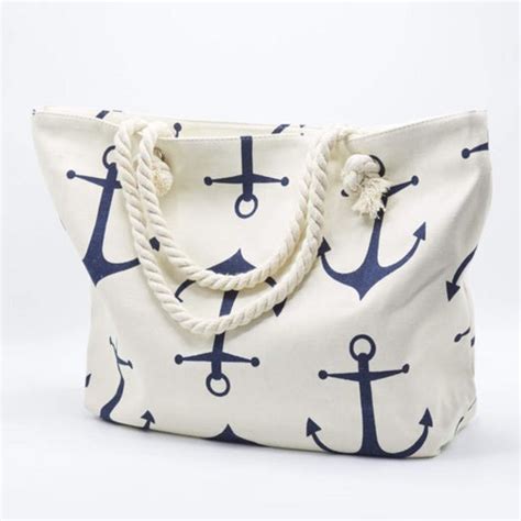 Anchor patterned beach bag - beige | large anchor offer at Whitehouse