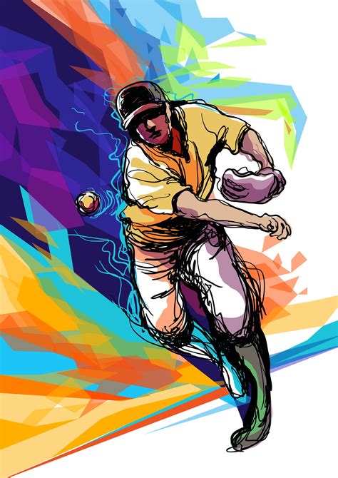 Abstract Baseball Player Illustration 190697 Vector Art at Vecteezy