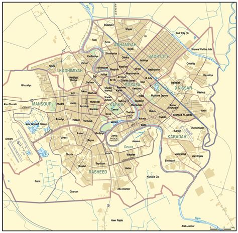 Large detailed road map of Baghdad | Baghdad | Iraq | Asia | Mapsland ...