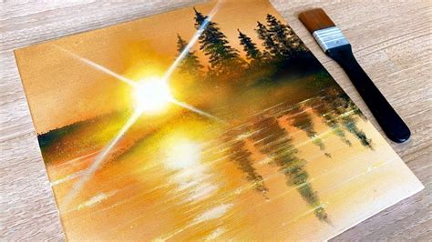 Sunrise Art Painting, Acrylic Painting Trees, Abstract Painting Diy ...