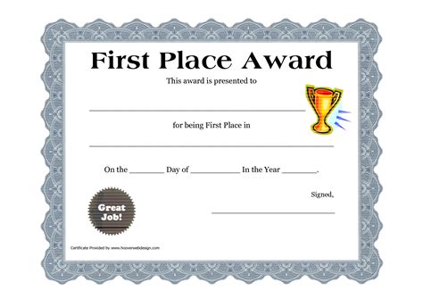 First Place Certificate Template | Customize Online & Print at Home