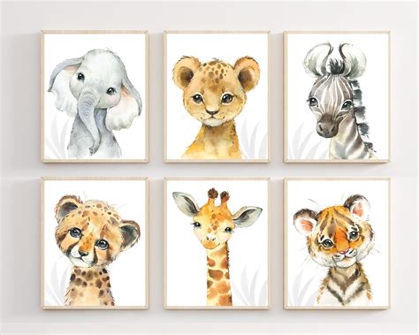 Wall Décor Wall Hangings Zoo Animal Prints Safari Baby Decor Jungle ...