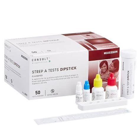 McKesson Rapid Strep A Testing Kit Throat Swab Specimen Dipsticks, 50 ...