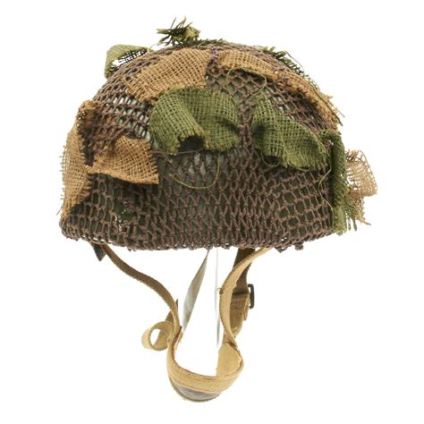 Original WWII British MKII Paratrooper Helmet with Net and Scrim ...