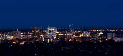 City of Boise Skyline at Night Stock Image - Image of morning, horizon ...