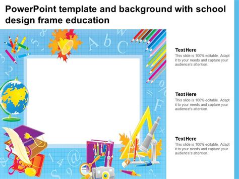 Powerpoint Template And Background With School Design Frame Education ...