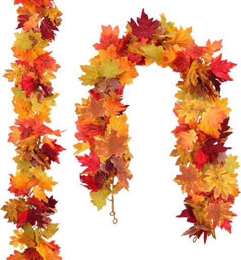 Amazon.com: JPSOR 2 Pack Fall Garland Maple Leaf 5.8ft Fall Leaves ...