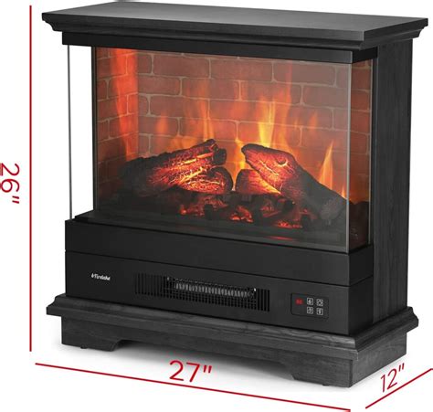 TURBRO Firelake 27-Inch Electric Fireplace Flame Heater - Freestanding ...