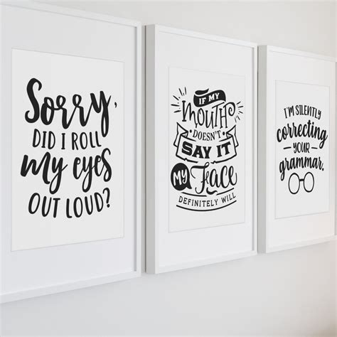 Funny Wall Art Prints Set of 3 / Decoración de pared / Funny - Etsy España