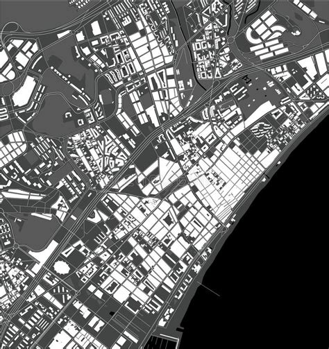 Map of the City of Badalona, Spain Stock Vector - Illustration of river ...