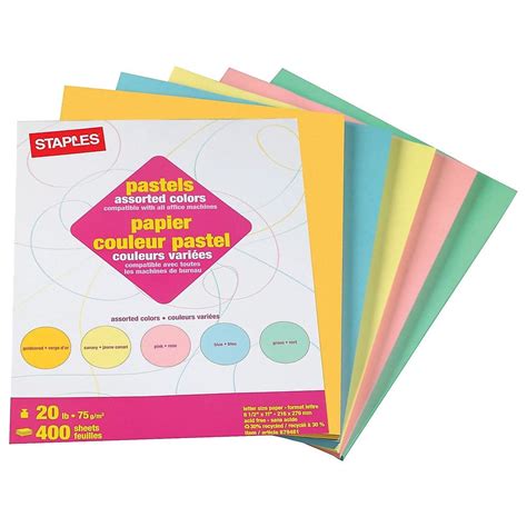 Staples Pastel Colored Copy Paper 8 1/2" x 11" Assorted Colors 400/PK ...