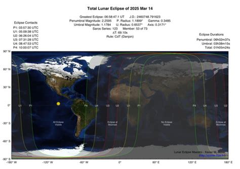 Chile, Argentina, USA, Mexico - Total Lunar Eclipse of 2025 March 14 ...