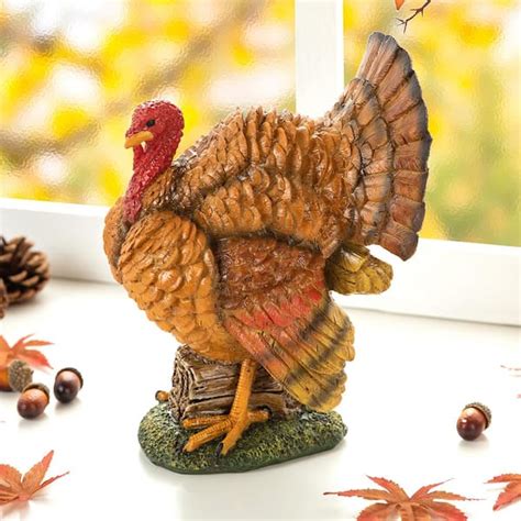 Glitzhome 9.5 in. H Thanksgiving Resin Turkey Table Decor 2006000089 ...