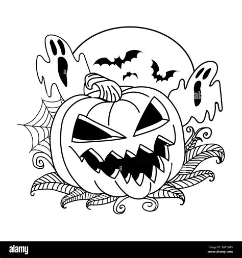 Pumpkin vector drawing. Isolated outline pumpkin halloween. Hand drawn ...