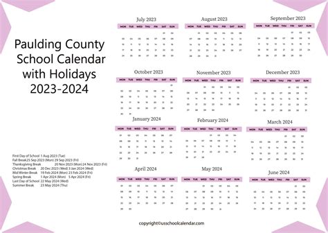 Paulding County School Calendar with Holidays 2023-2024