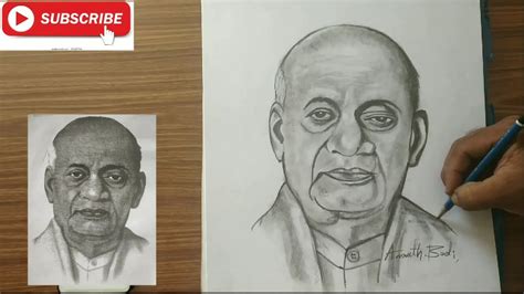 drawing sardar vallabhbhai patel art - YouTube