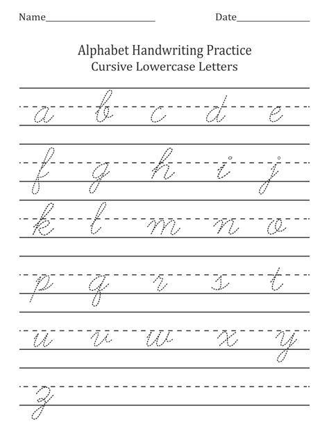 Cursive Printable Practice Sheets