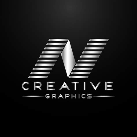 Premium Vector | Silver premium n latter logo design vector.