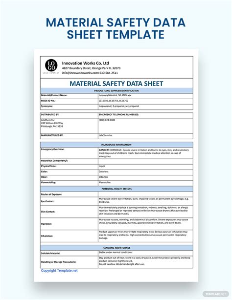 Safety Data Sheet Template Word