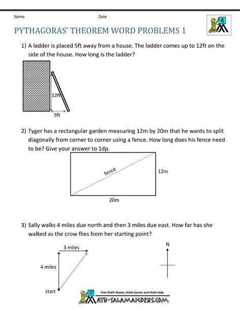 Pythagoras Theorem Worksheets