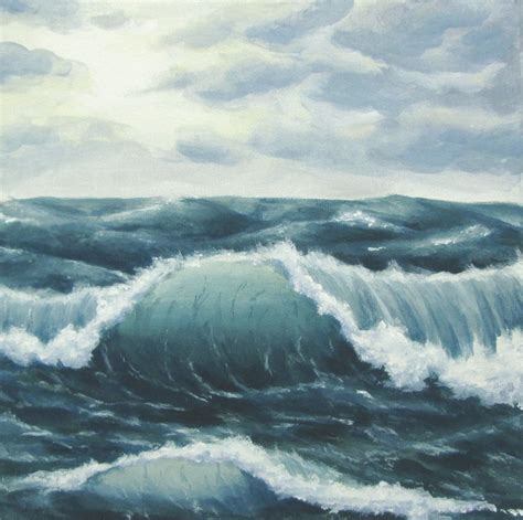 Ocean Art, Original Choppy Seas Painting, Stormy Ocean Painting ...