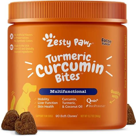 ZESTY PAWS Turmeric Curcumin Bites Bacon Flavored Soft Chews ...