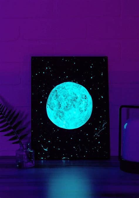 DIY Glow-In-The-Dark Moon Art Tutorial | Glow in dark paint, Moon art ...