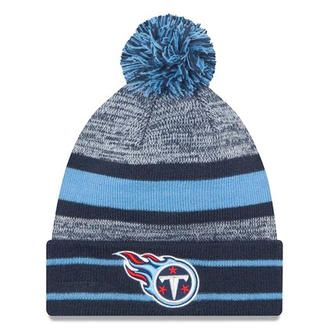 Men's Tennessee Titans New Era Navy Team Logo Cuffed Knit Hat with Pom