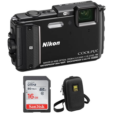 Nikon COOLPIX AW130 Waterproof Digital Camera Basic Kit (Black)