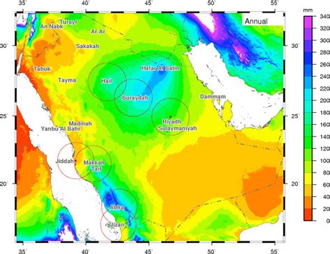 Saudi Arabia, Distribution of Annual Rainfall