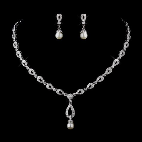 Stunning Silver Ivory Drop Pearl Bridal Jewelry Set - Elegant Bridal ...