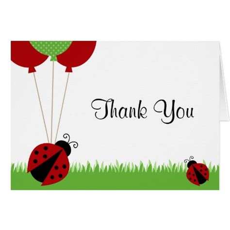 Red Ladybug Balloons Thank You Note Stationery Note Card | Zazzle