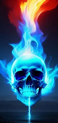 Blue Shimmering Fire Skull Live Wallpaper - free download