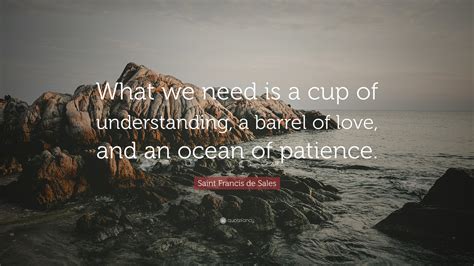 Saint Francis de Sales Quote: “What we need is a cup of understanding ...