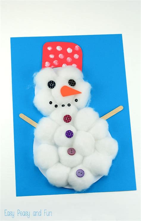 Cotton Ball Snowman Craft - Easy Peasy and Fun