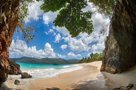 beach, Tropical, Sand, Mountain, Caribbean, Palm Trees, Clouds, Rock ...