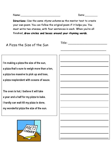 Rhyme Scheme Worksheet