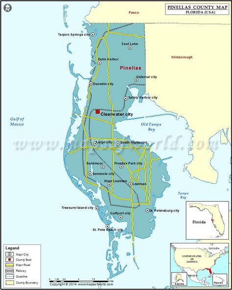 Pinellas County Map, Florida with Major Highways