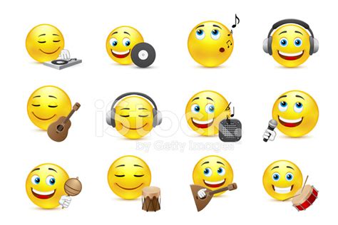 Emoticons Depicted With Various Musical Instruments Stock Photo ...