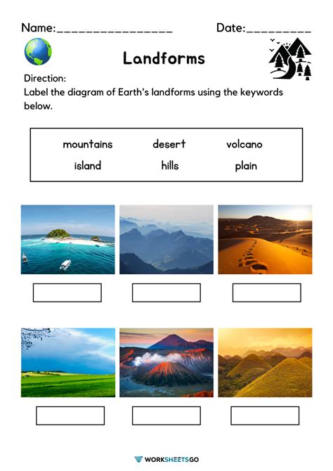 Landforms And Waterforms Worksheet