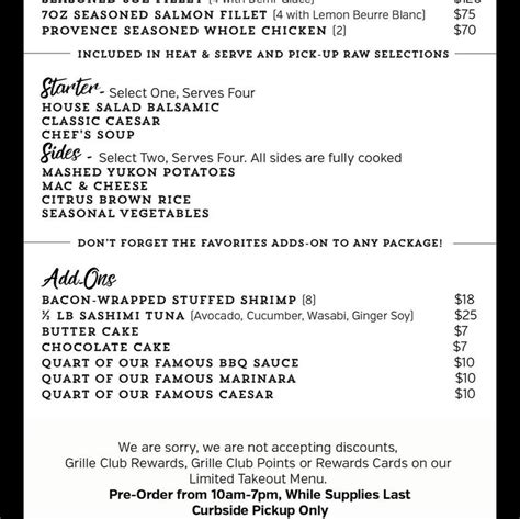 Menu at Salt Creek Grille steakhouse, Rumson