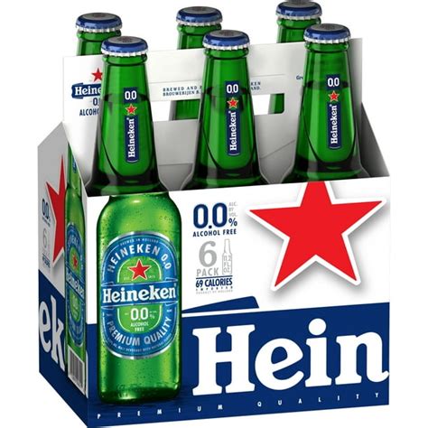 Heineken 0.0 Non-Alcoholic Beer, 6 Pack, 11.2 fl oz Bottles - Walmart ...