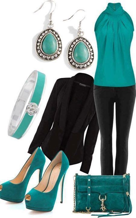 How do you like this teal and black outfit: Discover & Shop… | Look ...